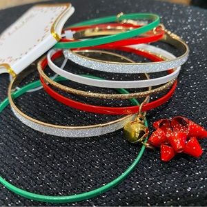 New With Tags Eight Piece Christmas Holiday Bangle Bracelet Set